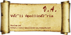 Váli Apollinária névjegykártya